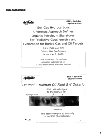 Soil Gas Hydrocarbons A Forensic Approach Defines Organic Petroleum Signatures for Predictive Geochemistry and Exploration for Buried Gas and Oil Targets Page 1