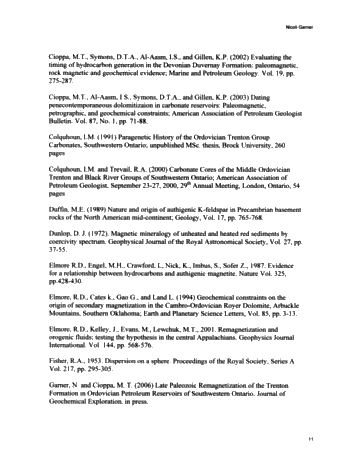 Magnetizations in Ordovician Petroleum Reservoir Rocks, Southwestern Ontario Page 11