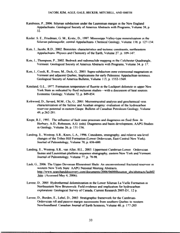 Generation of Lower Paleozoic Carbonate Reservoirs in the Appalachian Basin of New York State: Faults, Timing and The Plate Tectonic Connection Page 33