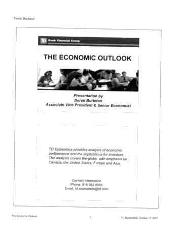 Opening Keynote Speaker - The Economic Outlook Page 1