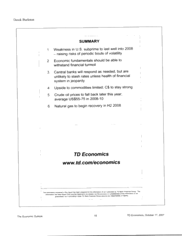 Opening Keynote Speaker - The Economic Outlook Page 15
