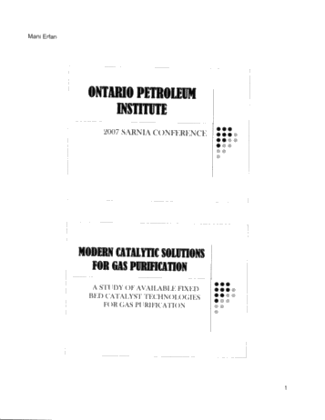 Modern Catalytic Solutions For Gas Purification Page 1