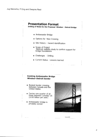 Drilling of Wells For the Windsor-Detroit Bridge Evaluation Page 2