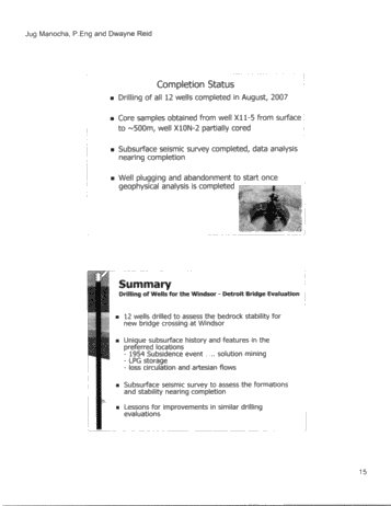 Drilling of Wells For the Windsor-Detroit Bridge Evaluation Page 15