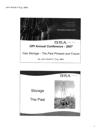 Gas Storage - The Past, Present and Future Page 1