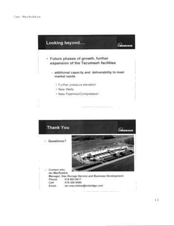 Enbridge Gas Distribution - Tecumseh Storage Growth Page 13