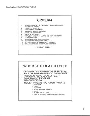 Site Security and Terrorist Threats Page 3