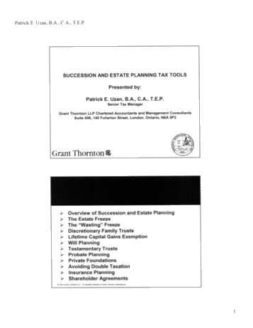 Succession and Estate Planning Tax Tools Page 1