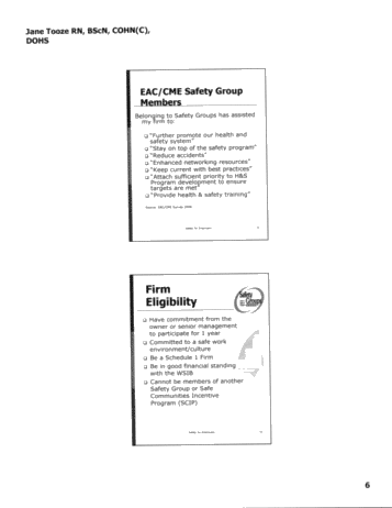 EAC/CME Safety Group Program Page 7