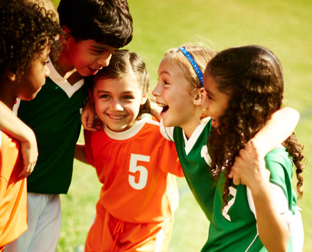 Kids playing soccer
