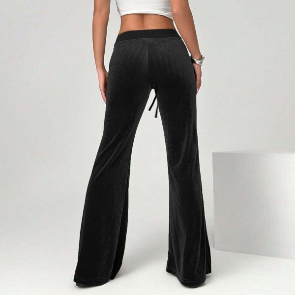 Simple Temperament Velvet Casual Pants Autumn And Winter Drawstring Leg Slimming Wide Leg Trousers - Image 2