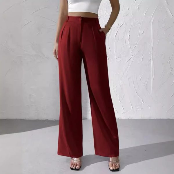 Women's Fashionable Elegant Solid Color Suit Pants - Image 5