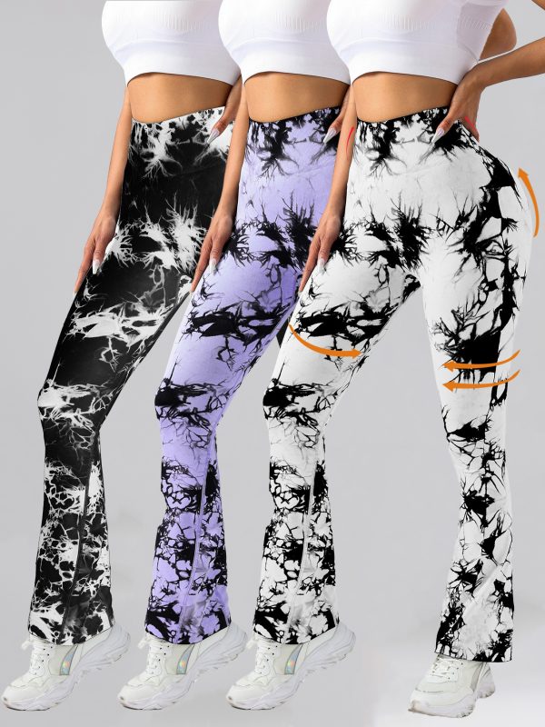 3 Pack Tie Dye Seamless High Waisted Workout Leggings For Women Scrunch Butt Lifting Yoga Gym Athletic Pants,, Leggings For Women Scrunch Butt Lifting Yoga Gym Athletic Pants - Image 4