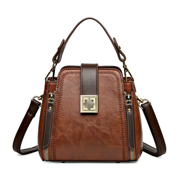 Women's Retro Easy Matching Soft Leather Textured Handbag Shoulder Crossbody - Image 6