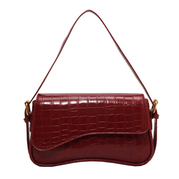Solid Color PU Personalized Daily Stone Pattern Simple Women's Bag Shoulder Bag Underarm Bag Metal Buckle - Image 7