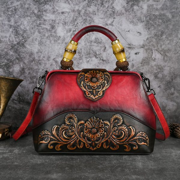 Retro Embossing Hand-rub Color Handbag Crossbody Clip Bag - Image 2
