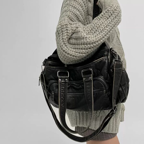 Women's Soft Leather Retro Trendy Crossbody Bag - Image 2