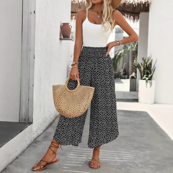Casual Polka-dot Loose-fitting High Waist Tight Waist Wide Leg Pants - Image 4
