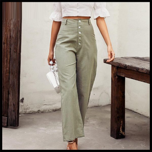 Slim-fit high-rise straight-leg trousers - Image 2