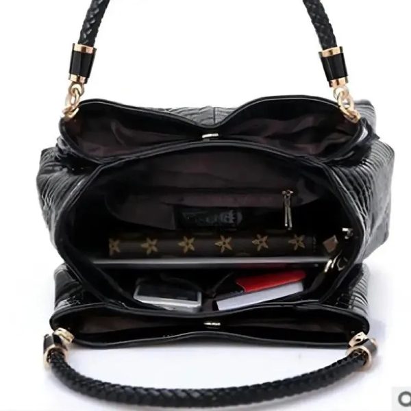 Women's Bag Large Capacity Tote Daily Commute Women's Shoulder Bag Crocodile Print Bright Face Handbag Shopping - Image 5