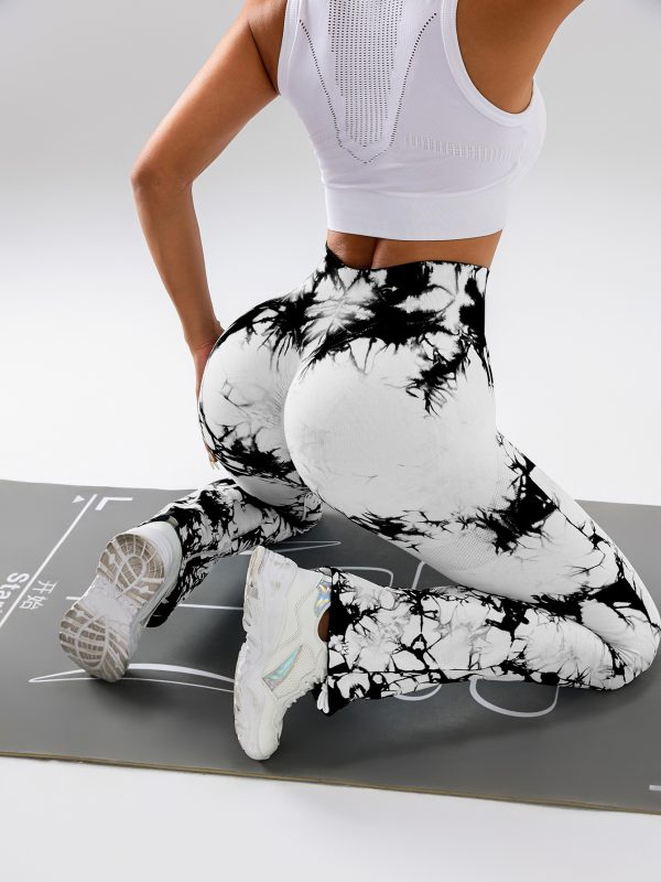 High-Waist Tummy Control Flare Yoga Pants For Women, Tie-Dye Stretch Slimming Bootcut Workout Pants, Fitness & Sports Activewear - Image 5