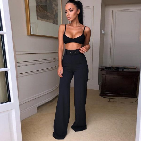Cover hip slim fashion straight wide leg pants - Image 2