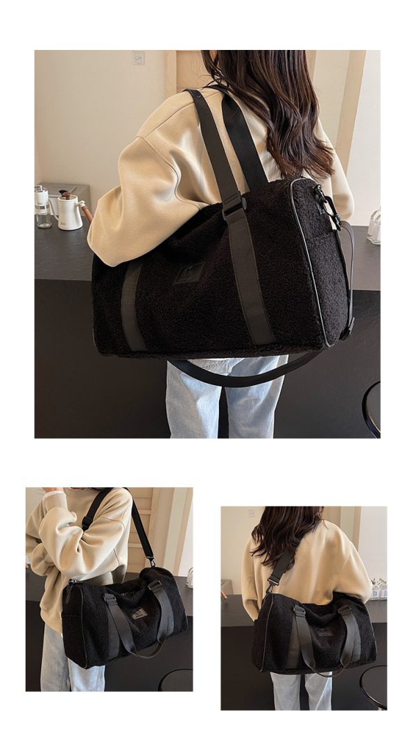 Autumn And Winter New Casual Portable Travel Large Capacity Simple Lambswool Shoulder Crossbody Tote Bag - Image 8