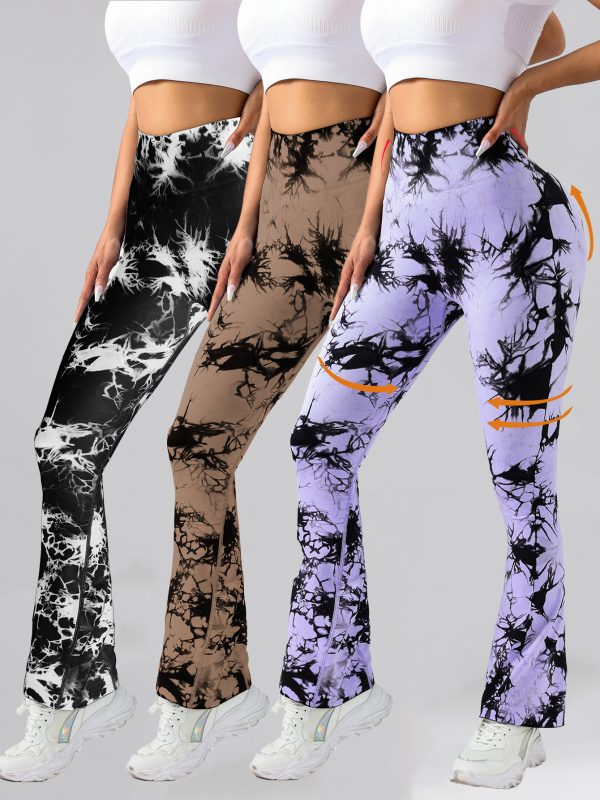 3 Pack Tie Dye Seamless High Waisted Workout Leggings For Women Scrunch Butt Lifting Yoga Gym Athletic Pants,, Leggings For Women Scrunch Butt Lifting Yoga Gym Athletic Pants - Image 5