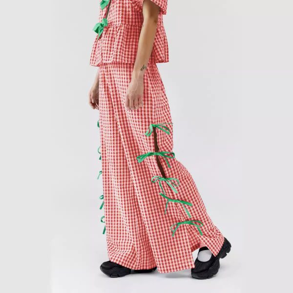 Women's Plaid Trousers Fashionable With Side-slit - Image 4