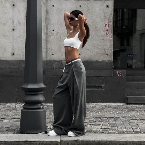 New Street Temperament Wild Lace Loose Suit Trousers - Image 3