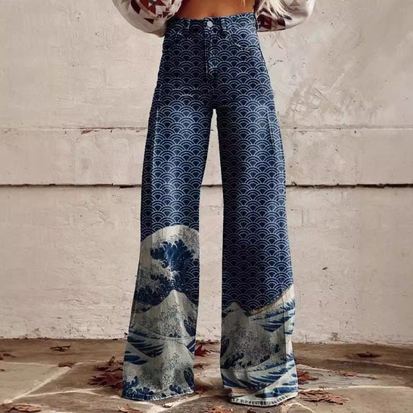 Pattern Women's Wide-legged Pants Anti-jeans 3D Digital Printing - Image 4