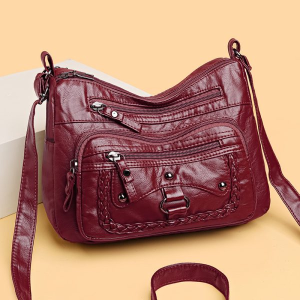 Multi-pocket Soft Leather High-grade Shoulder Bag - Image 4