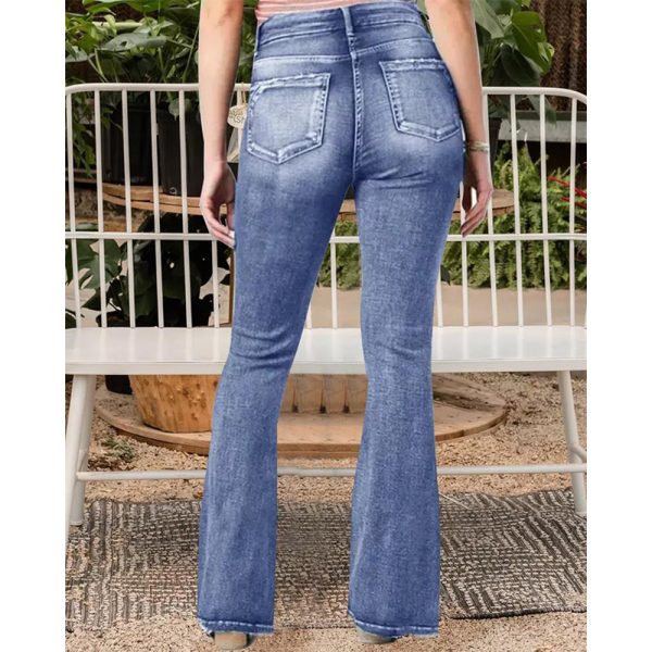 Retro Side Button Mid Waist Skinny Jeans - Image 2
