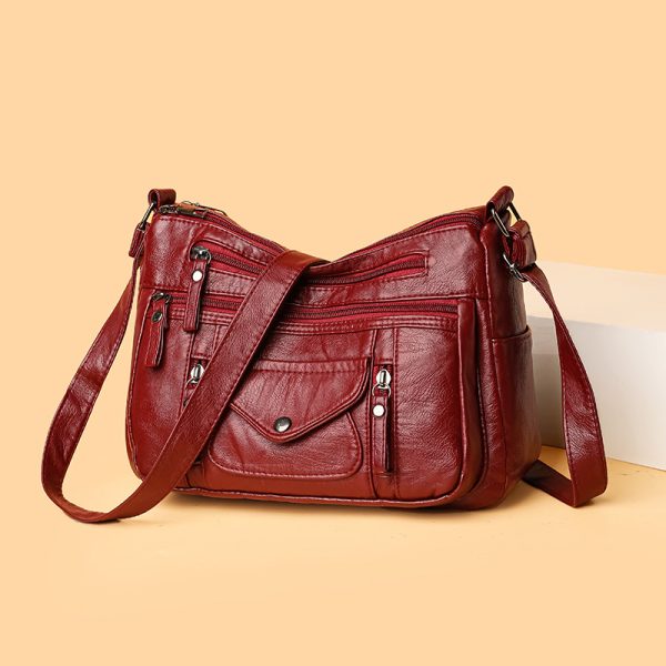 Fashion Women's Soft Leather Large Capacity Shoulder Bag - Image 4