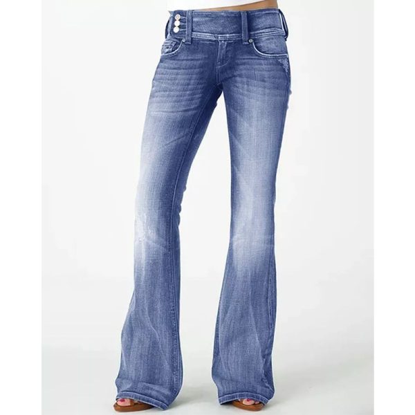 Retro Side Button Mid Waist Skinny Jeans - Image 5
