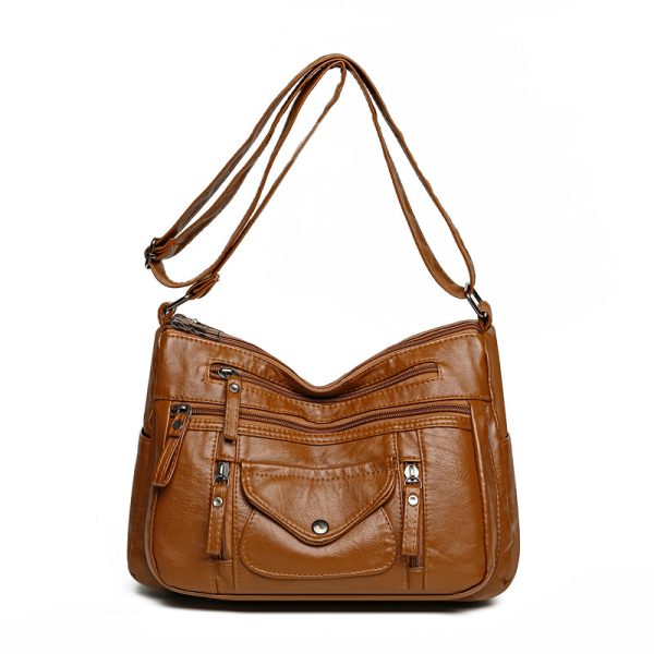 Fashion Women's Soft Leather Large Capacity Shoulder Bag - Image 9