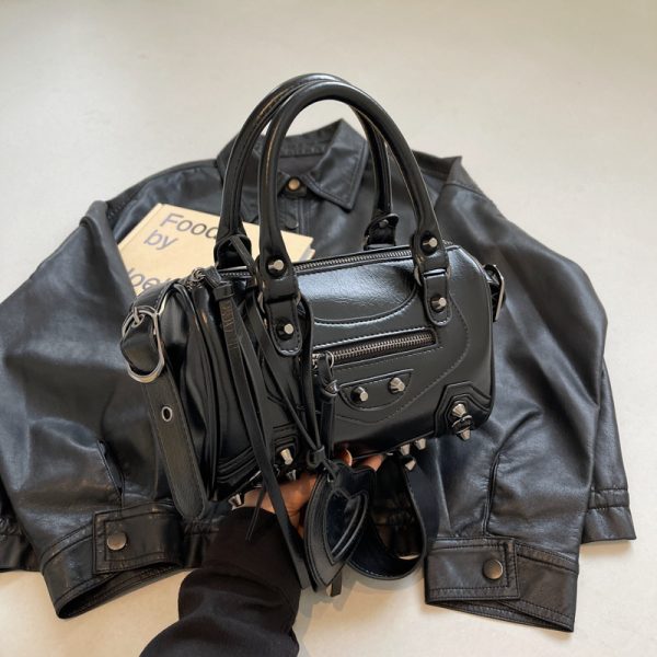 Portable Tassel Rivet Shoulder Crossbody Underarm Pillow Bag - Image 3