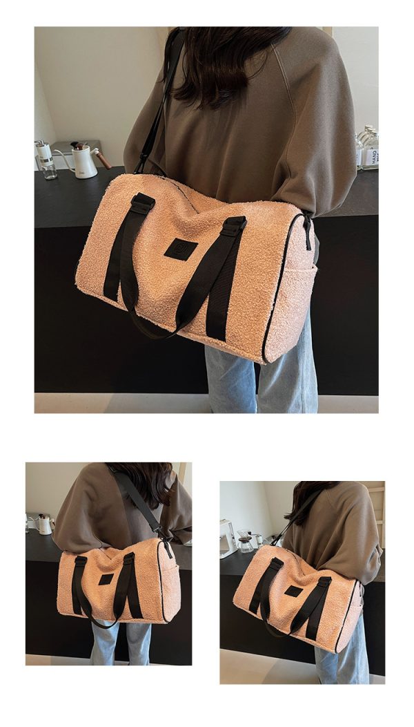 Autumn And Winter New Casual Portable Travel Large Capacity Simple Lambswool Shoulder Crossbody Tote Bag - Image 9