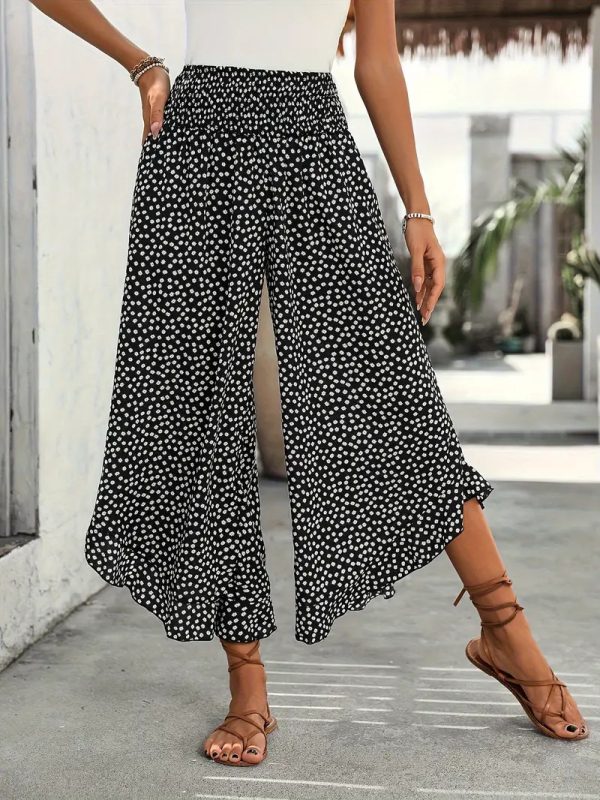 Casual Polka-dot Loose-fitting High Waist Tight Waist Wide Leg Pants - Image 6