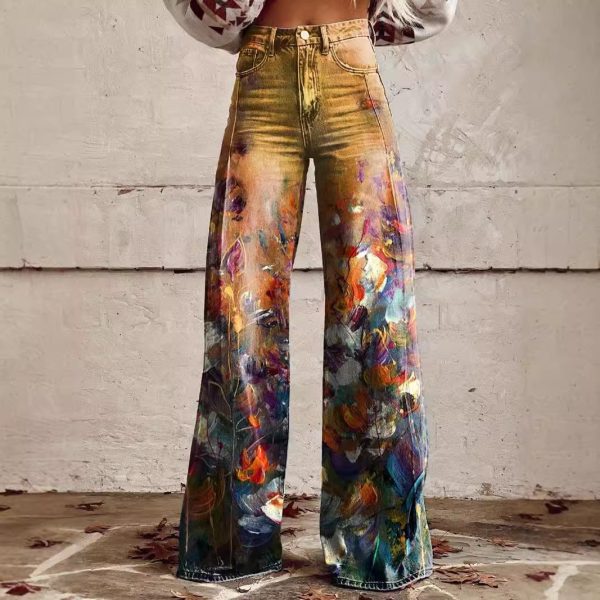 Pattern Women's Wide-legged Pants Anti-jeans 3D Digital Printing - Image 3