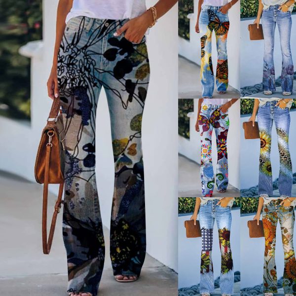 Street Hipster Women's 3D Printed Wide-leg Pants Casual Trousers