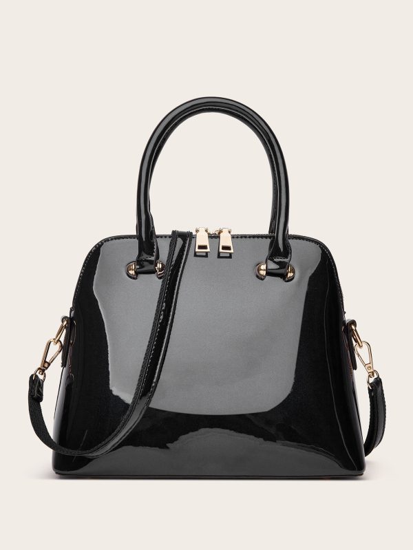 Women's Shiny Tote Shoulder Messenger Bag - Image 9