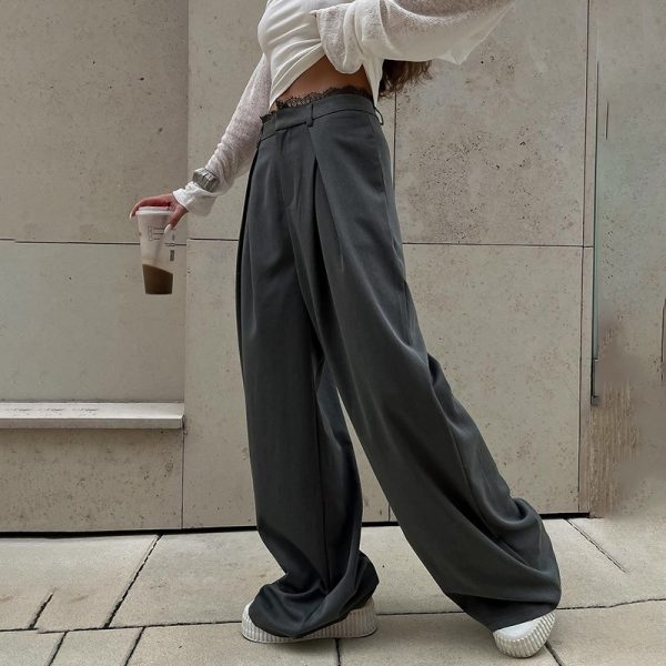 New Street Temperament Wild Lace Loose Suit Trousers - Image 4