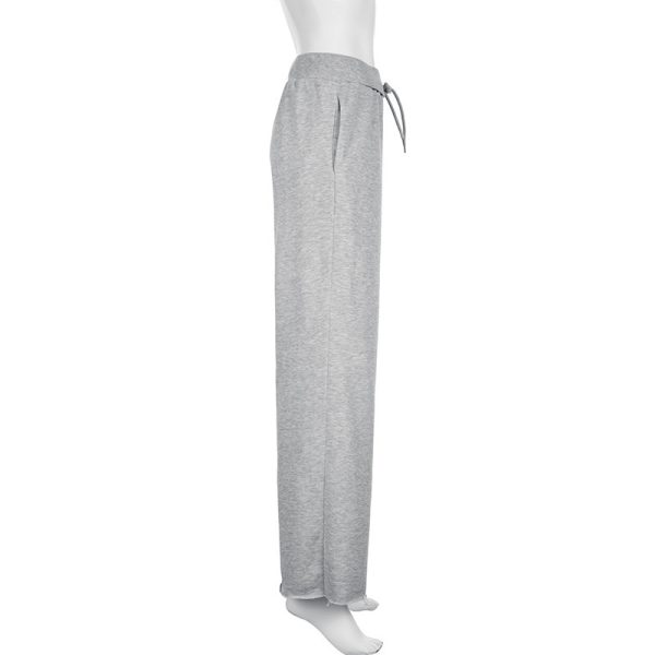 American Style Solid Color Elastic Lace Straight Sweater Pants - Image 7