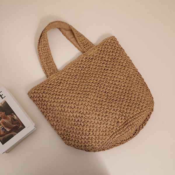 Women's Fashion Temperament Crochet Flower Pattern Shoulder Straw Bag - Image 4