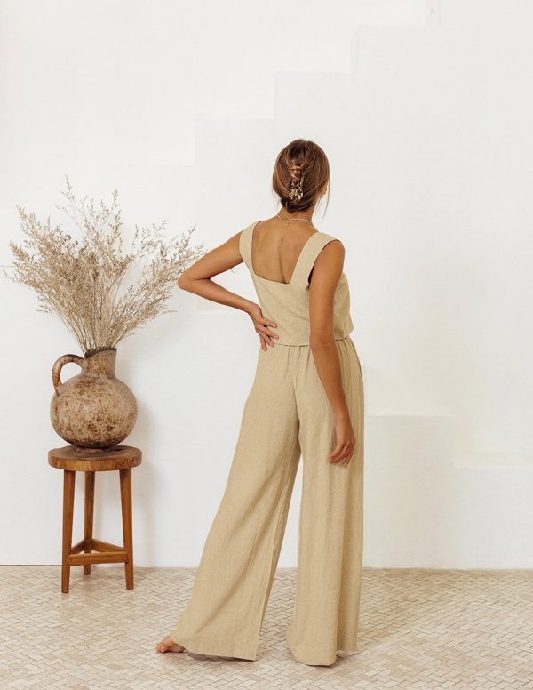 Cotton And Linen Wholesale Vest Sleeveless Trousers Loose Outfit Fashion Suit - Image 8