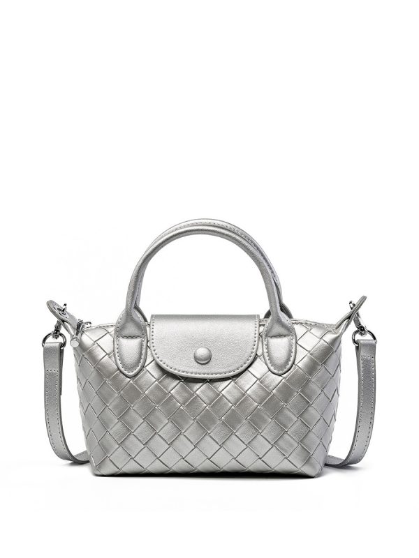 Fashion Cattlehide Leather Woven Leather Handbag - Image 8