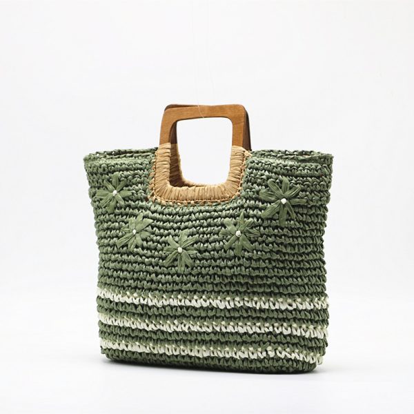 Handheld Embroidered Flower And Grass Woven Bag - Image 5