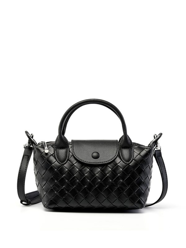 Fashion Cattlehide Leather Woven Leather Handbag - Image 7