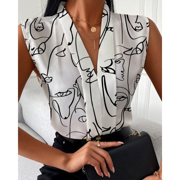 Printed Sleeveless Shirt Top For Women - Image 3